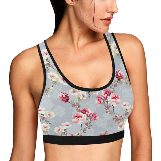 Summer Floral Pattern Print Design SF02 Sports Bra