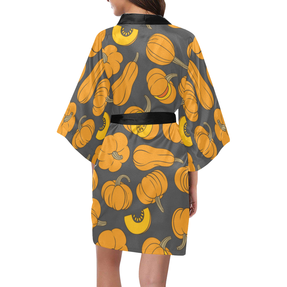 Pumpkin Pattern Print Design A03 Women's Short Kimono
