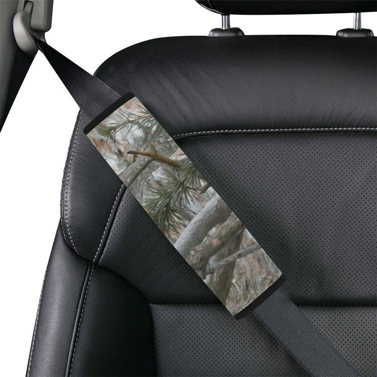 Camo Realistic Tree Forest Pattern Car Seat Belt Cover