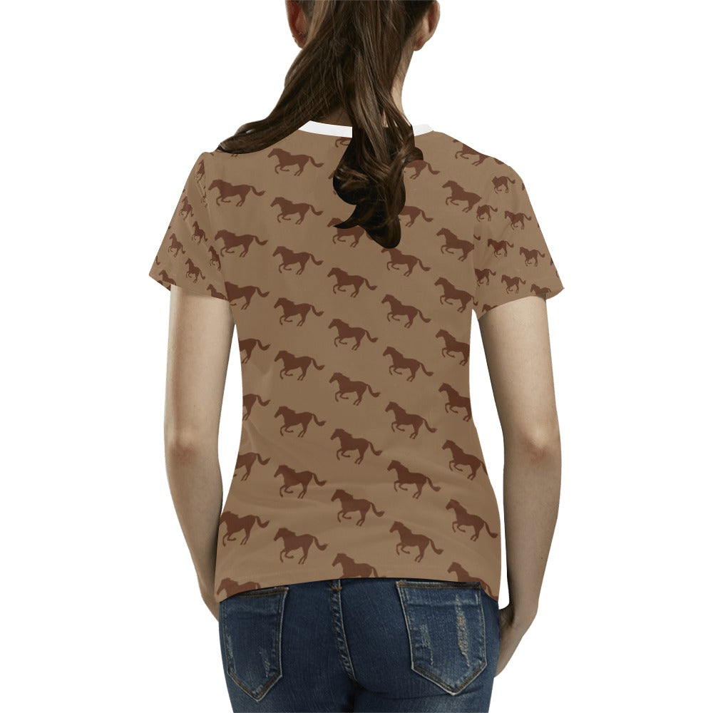 Horse Brown Print Design LKS307 Women's T-shirt