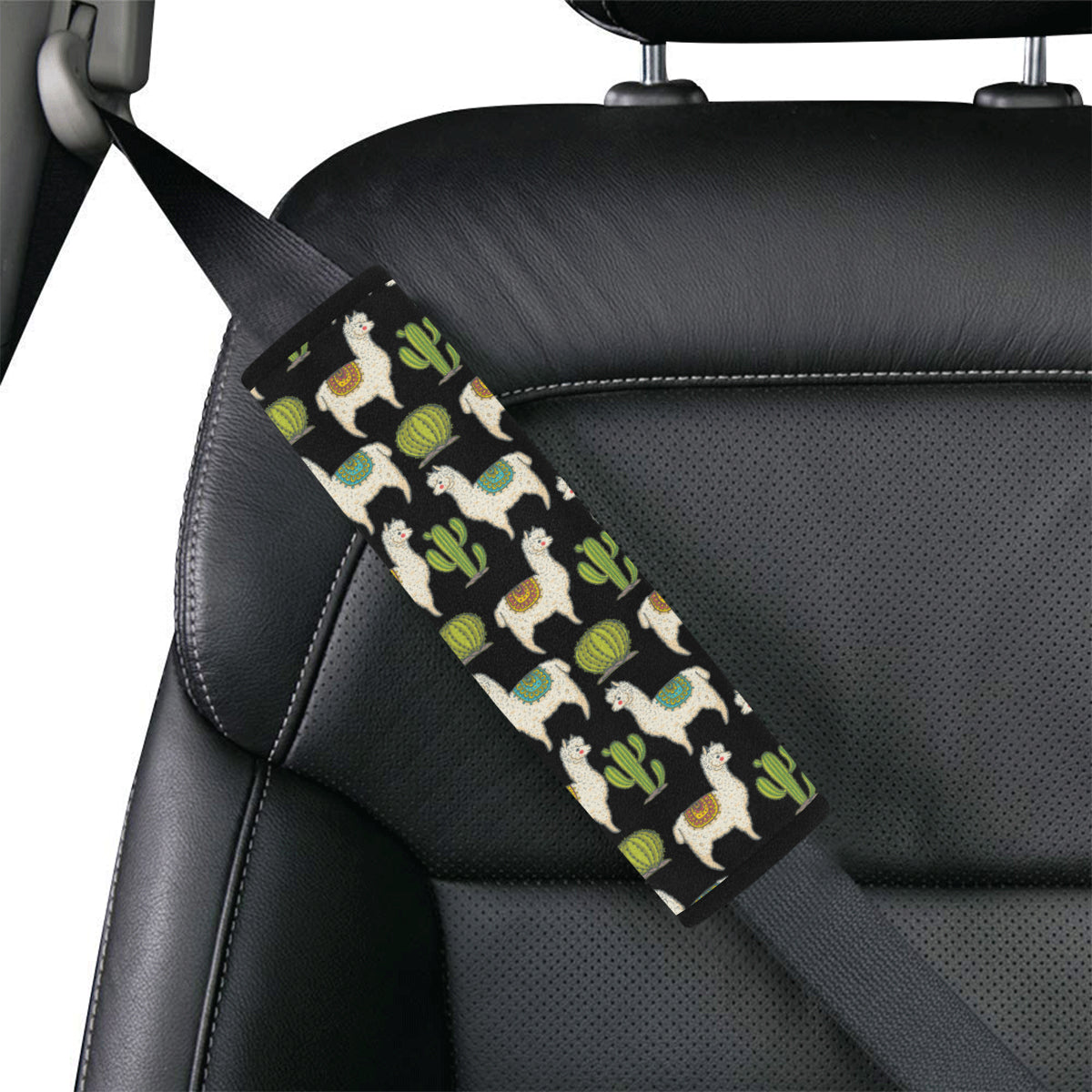 Alpaca Cactus Pattern Print Design 07 Car Seat Belt Cover