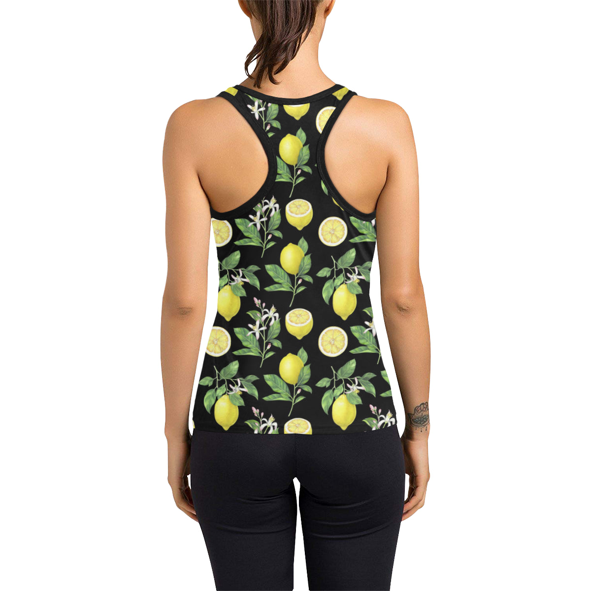 Lemon Pattern Print Design LM02 Women's Racerback Tank Top