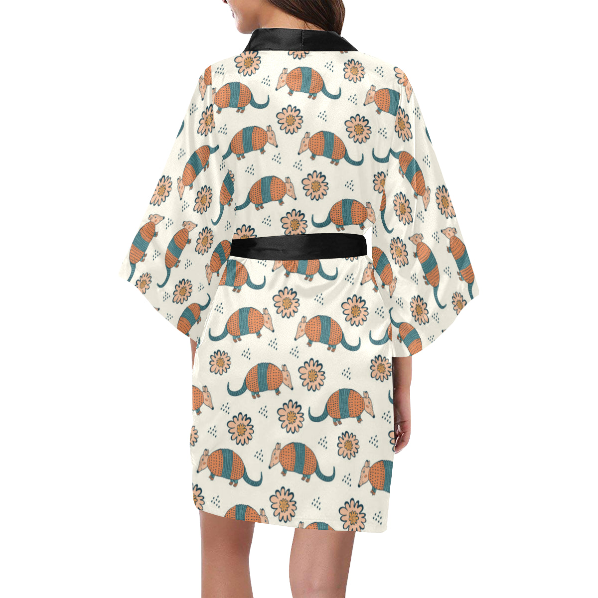 Armadillo Pattern Print Design 02 Women's Short Kimono