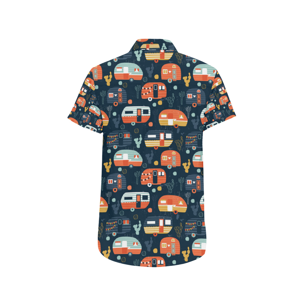 Camper Caravan Print Pattern Men's Short Sleeve Button Up Shirt