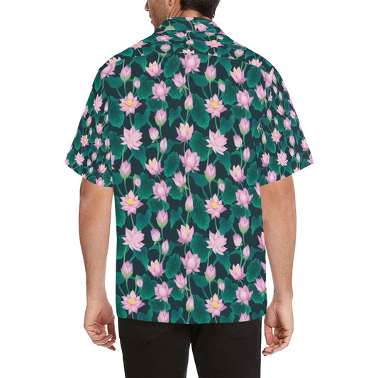 Water Lily Print Design LKS302 Men's Hawaiian Shirt