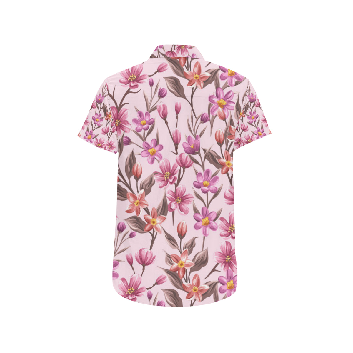 Summer Floral Pattern Print Design SF09 Men's Short Sleeve Button Up Shirt