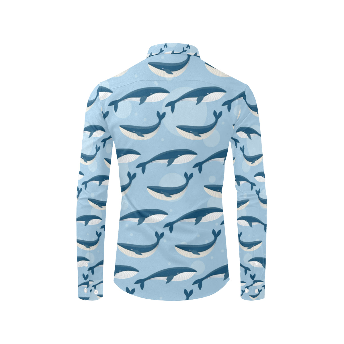 Blue Whale Pattern Print Design 02 Men's Long Sleeve Shirt