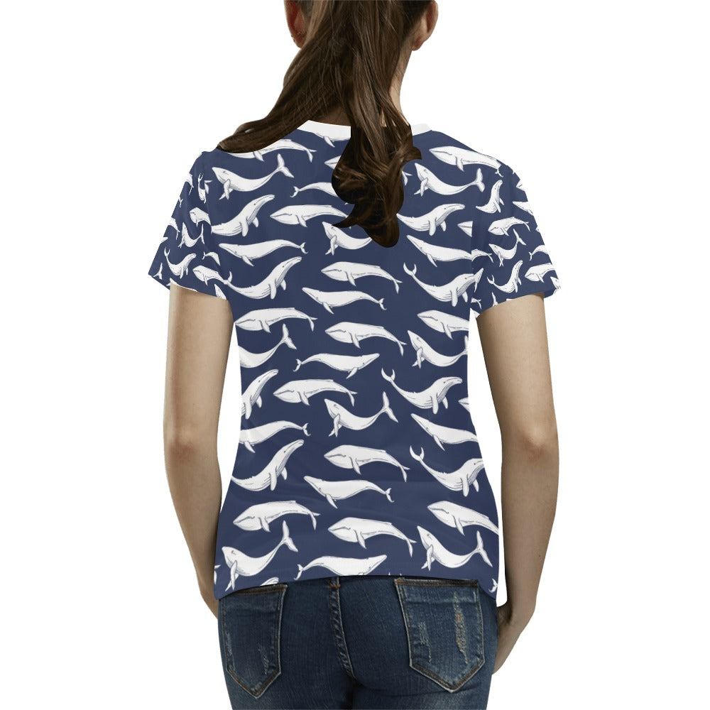 Whale Print Design LKS308 Women's T-shirt