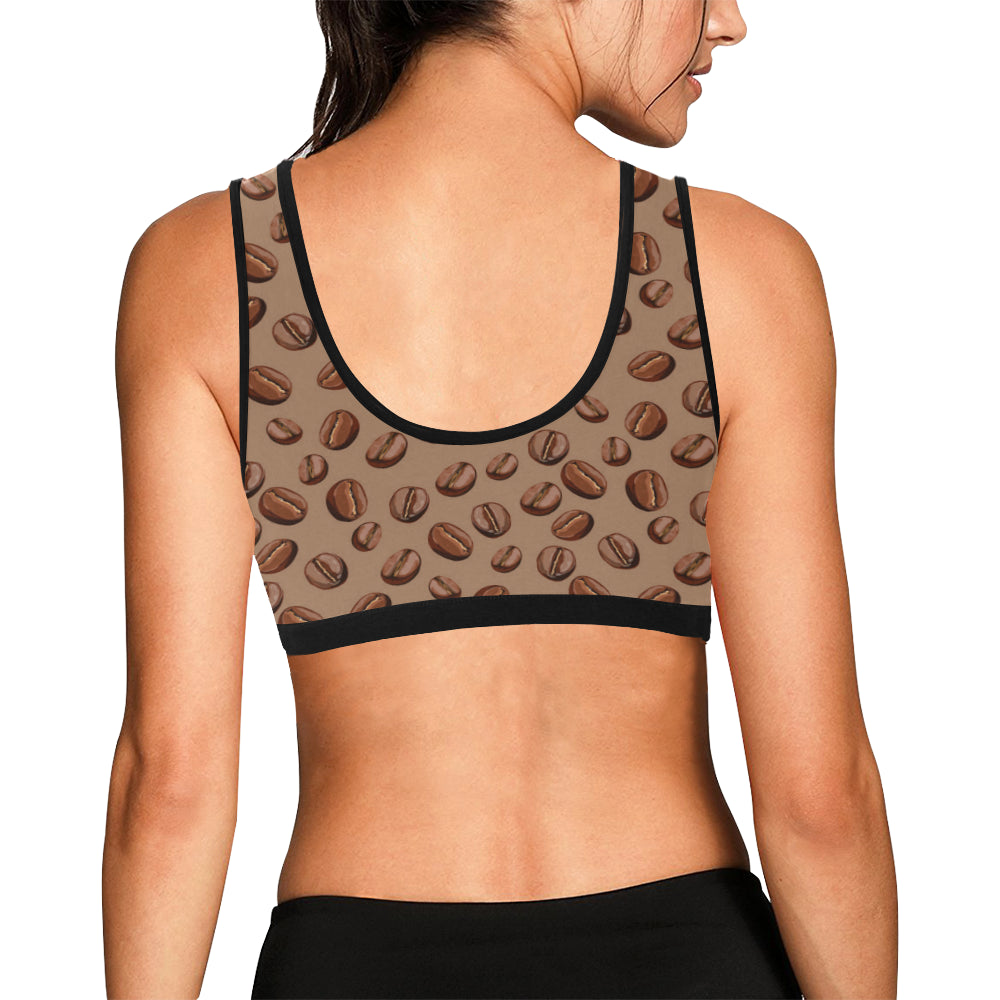 Coffee Pattern Print Design 07 Sports Bra