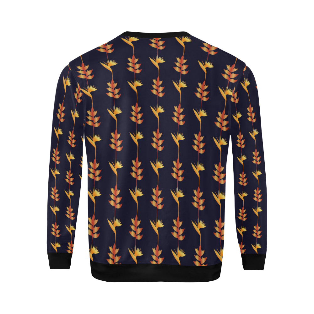Heliconia Pattern Print Design HL06 Men Long Sleeve Sweatshirt