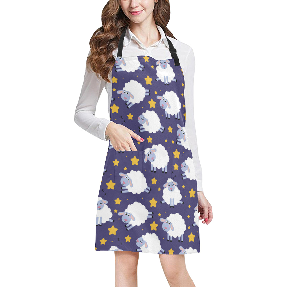 Sheep Pattern Print Design 03 Apron with Pocket