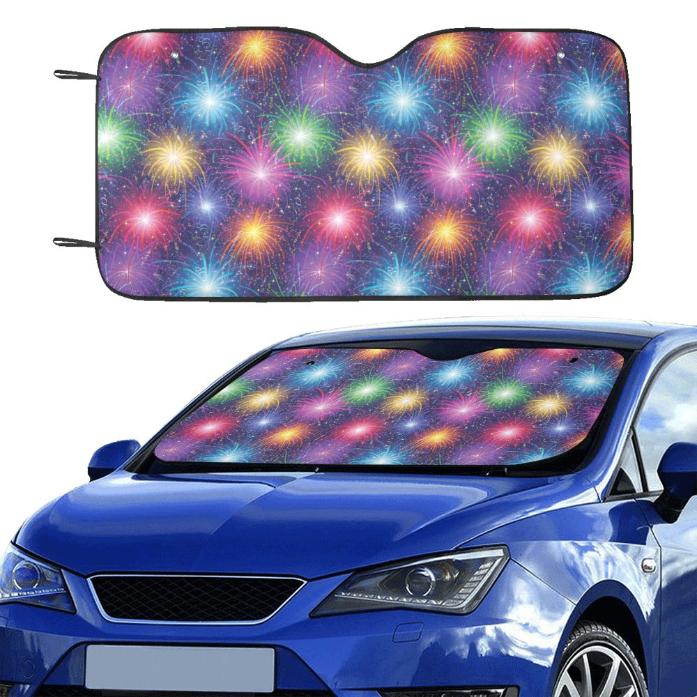 Firework Colorful Print Design LKS301 Car front Windshield Sun Shade
