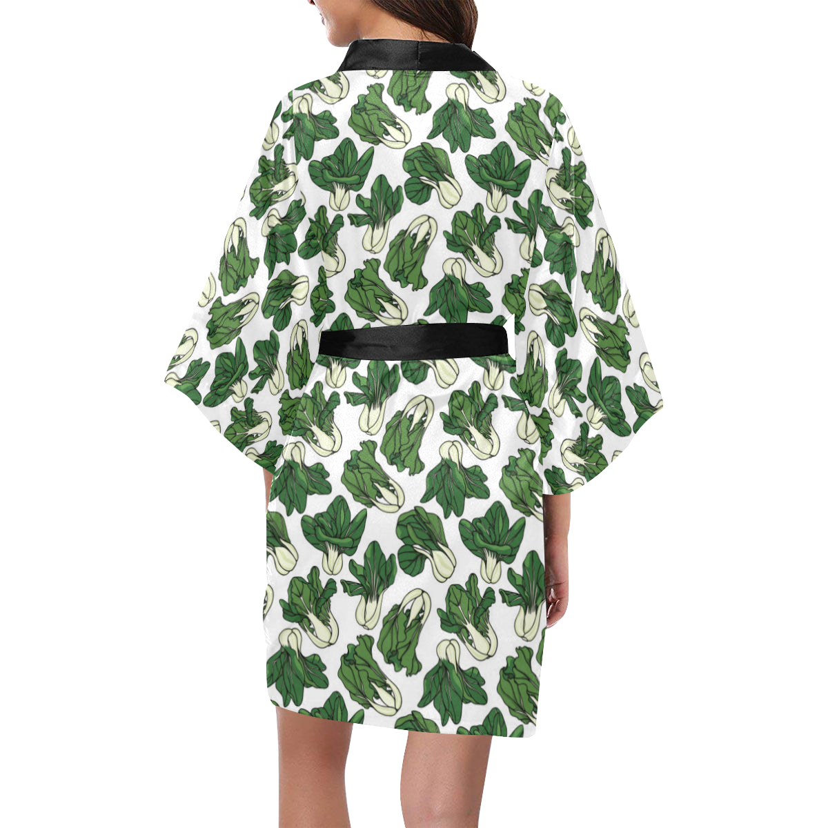 Bok Choy Pattern Print Design 02 Women's Short Kimono