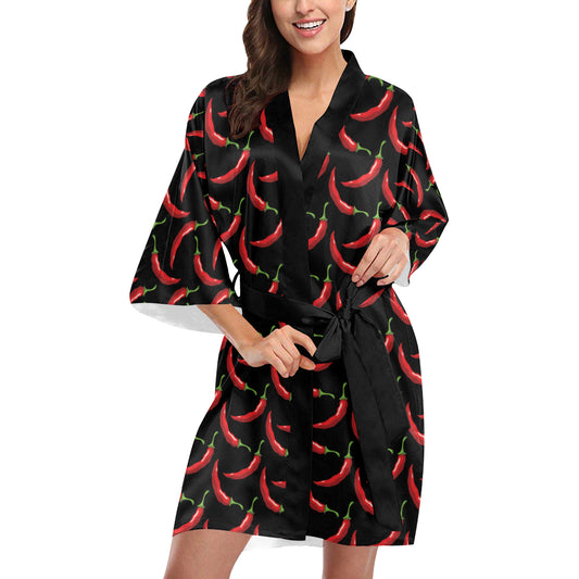 Chilli Pepper Pattern Print Design 01 Women's Short Kimono
