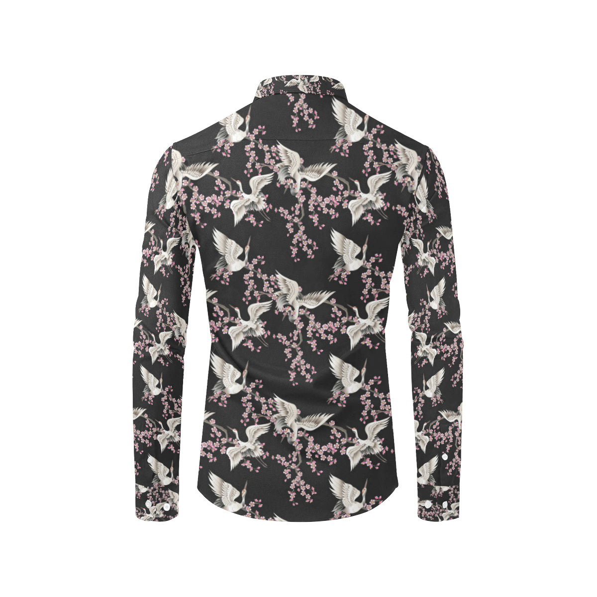 Crane Pattern Print Design 01 Men's Long Sleeve Shirt