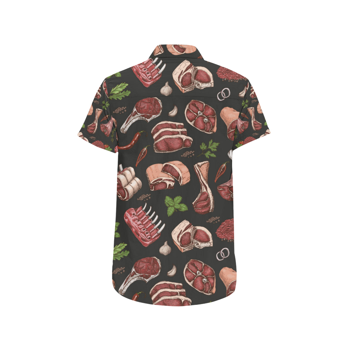 Meat Pattern Print Design 02 Men's Short Sleeve Button Up Shirt