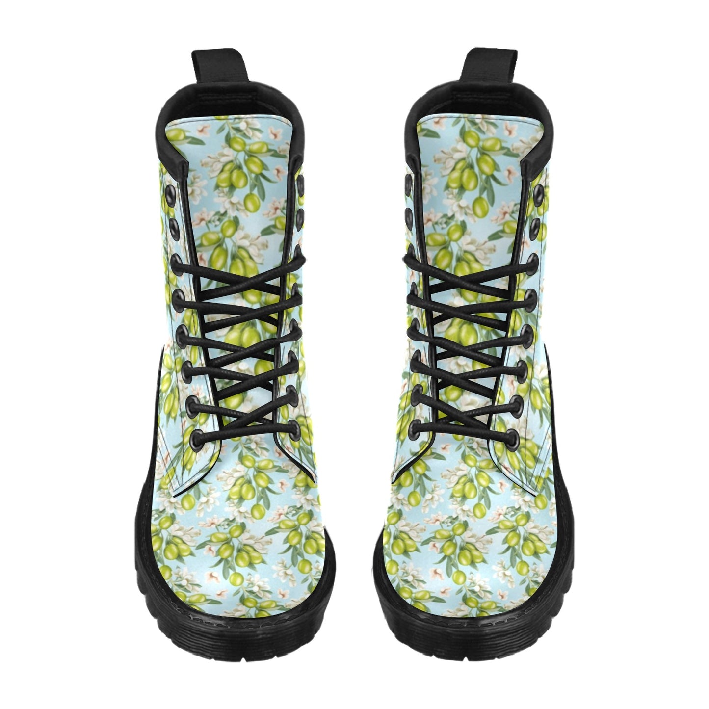 Elegant Olive Floral Print Women's Boots