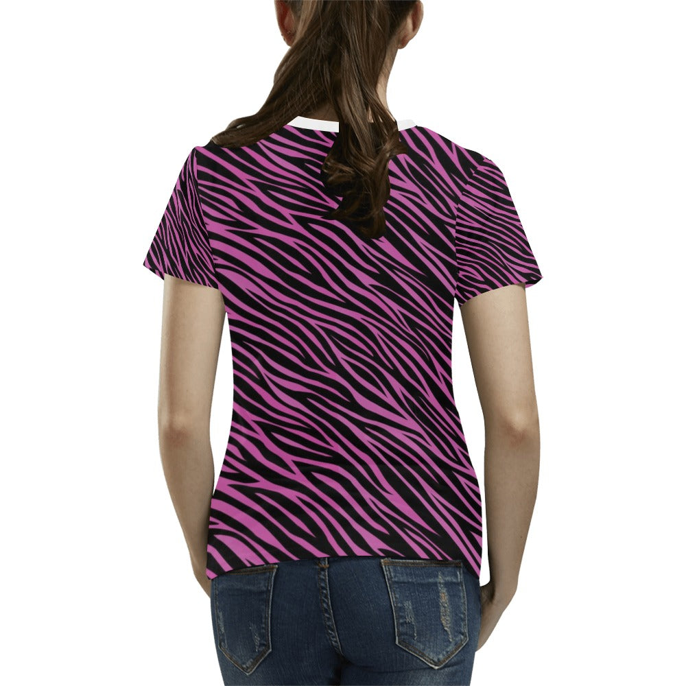 Zebra Pink Print Design LKS304 Women's T-shirt