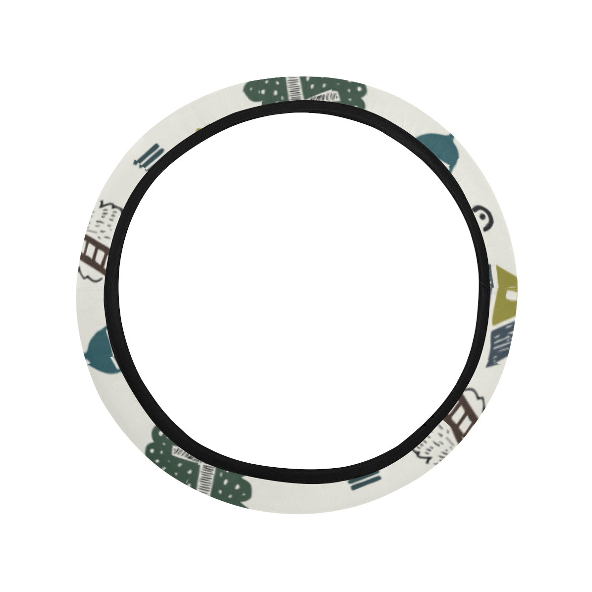 Agricultural Farm Print Design 01 Steering Wheel Cover with Elastic Edge