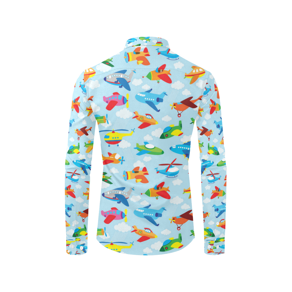 Airplane Colorful Pattern Print Design 01 Men's Long Sleeve Shirt