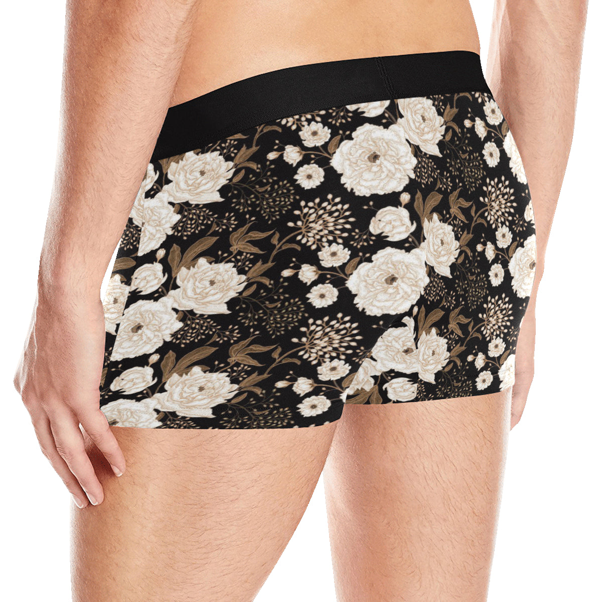 Peony Pattern Print Design A02 Men's Boxer Briefs