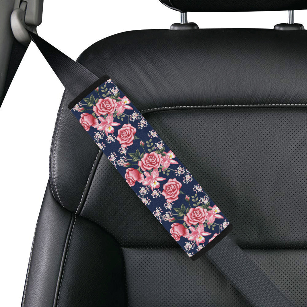 Rose Pattern Print Design A05 Car Seat Belt Cover