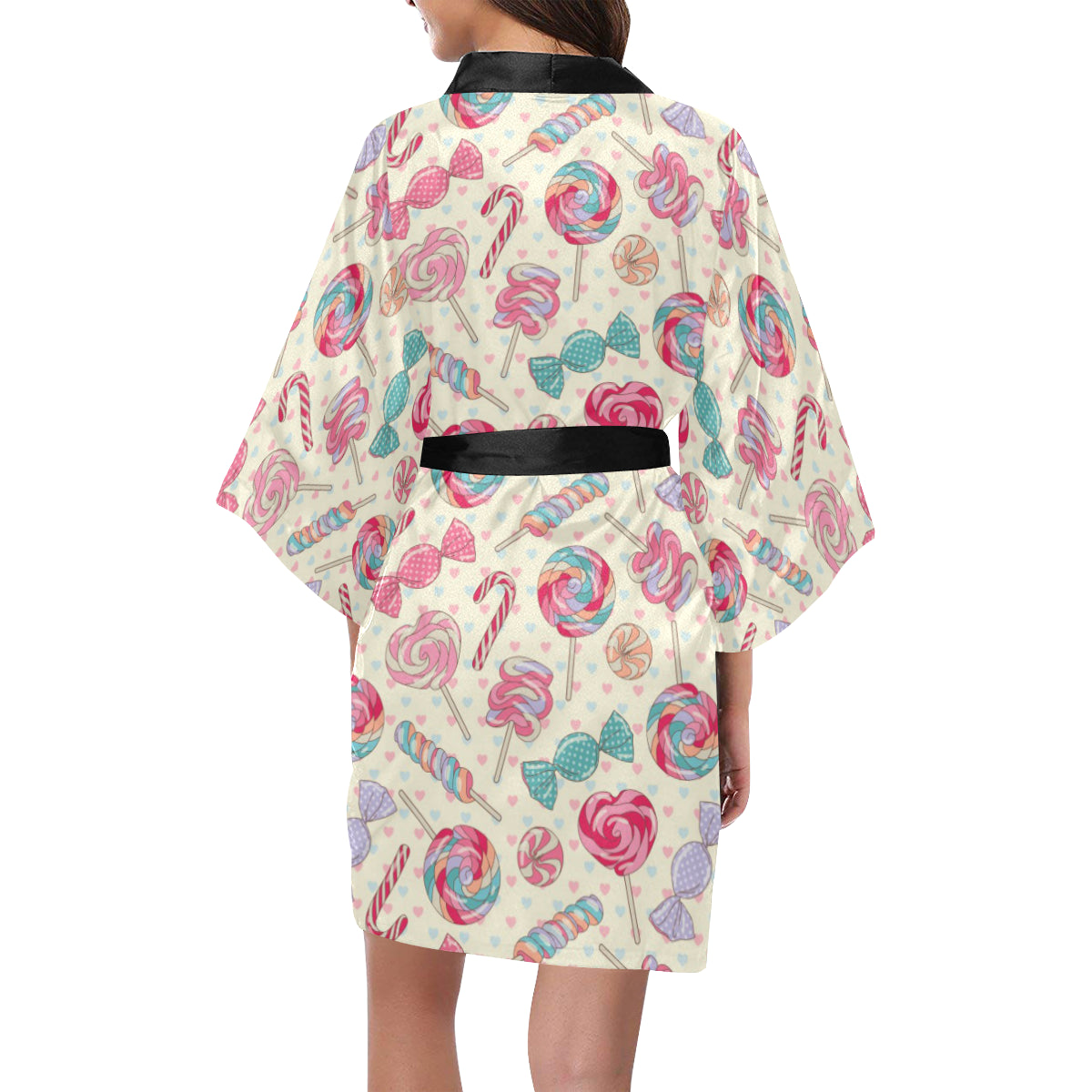 Candy Pattern Print Design CA04 Women's Short Kimono