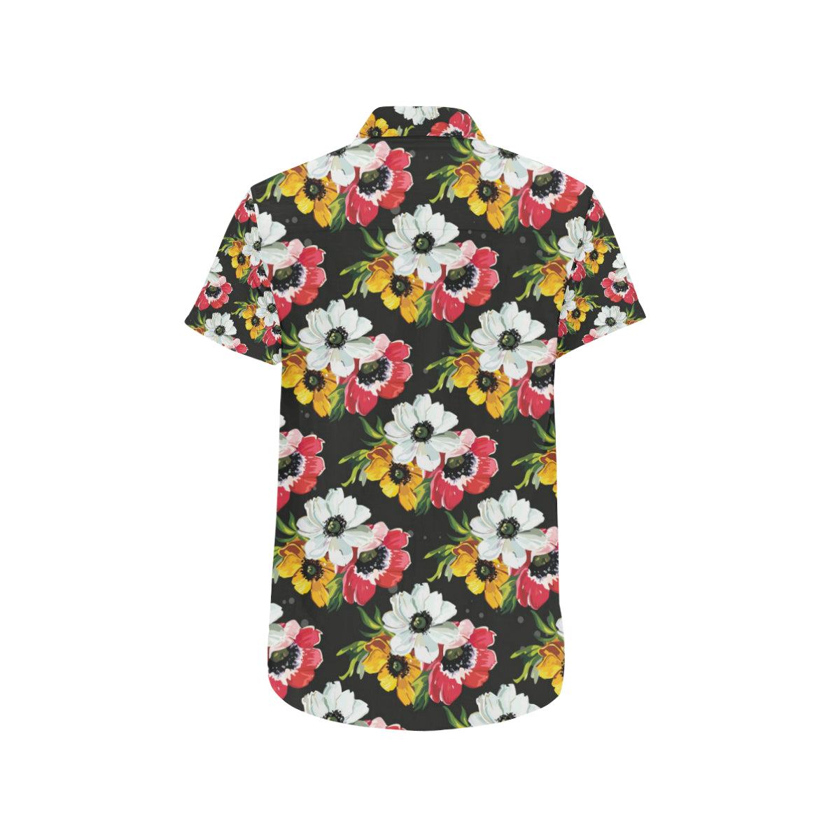 Anemone Pattern Print Design AM07 Men's Short Sleeve Button Up Shirt