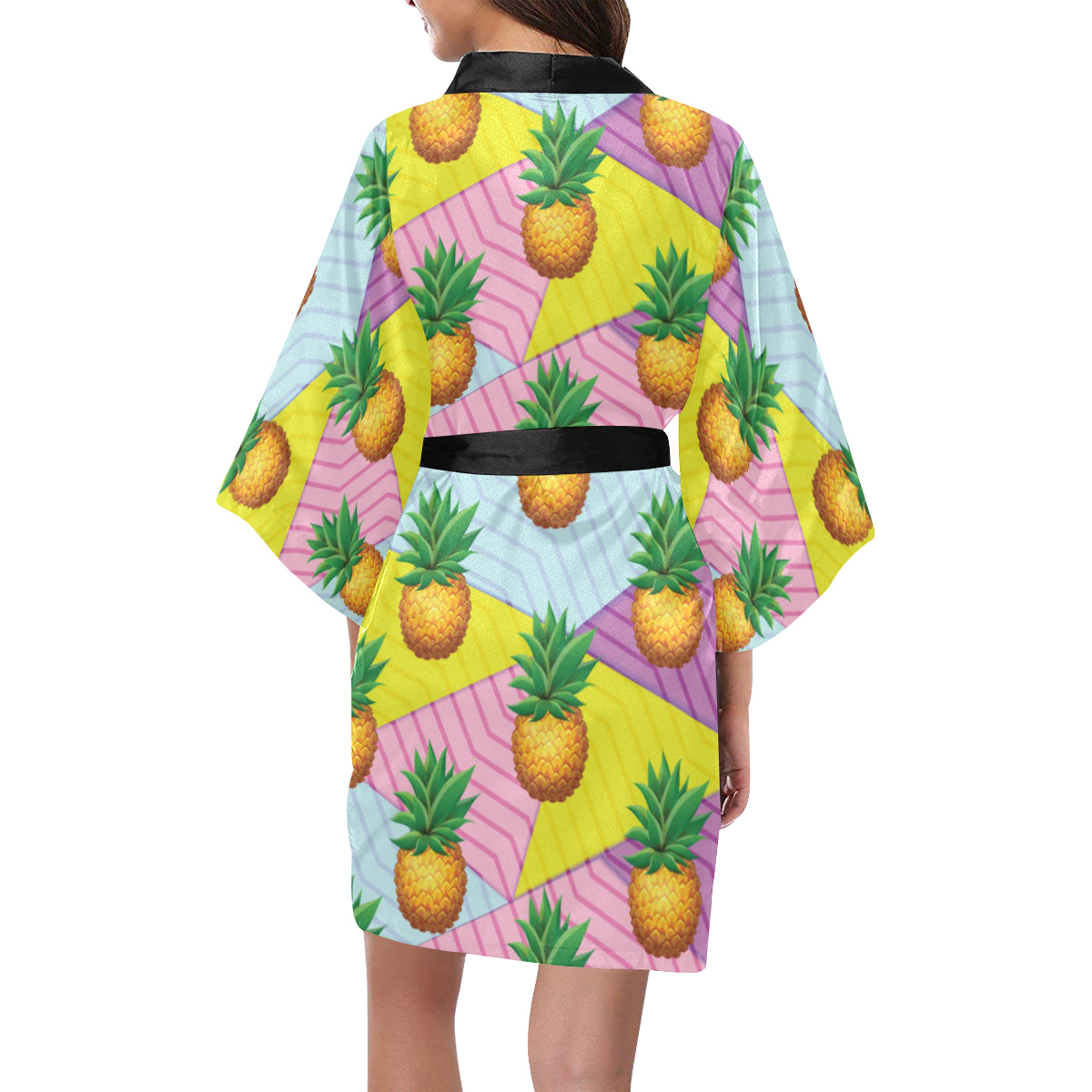 Pineapple Pattern Print Design PP05 Women Kimono Robe