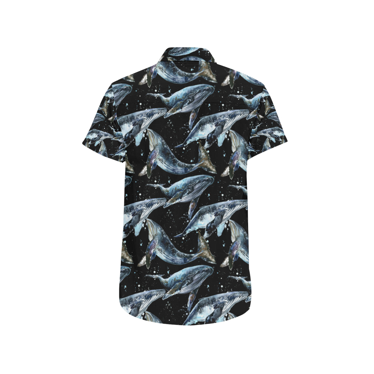 Humpback Whale Pattern Print Design 01 Men's Short Sleeve Button Up Shirt