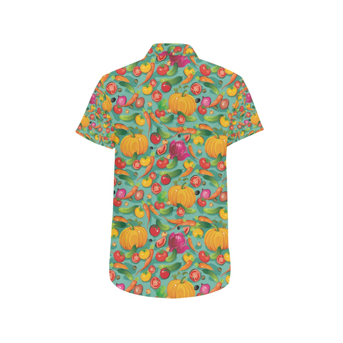 Vegan Colorful Themed Design Print Men's Short Sleeve Button Up Shirt