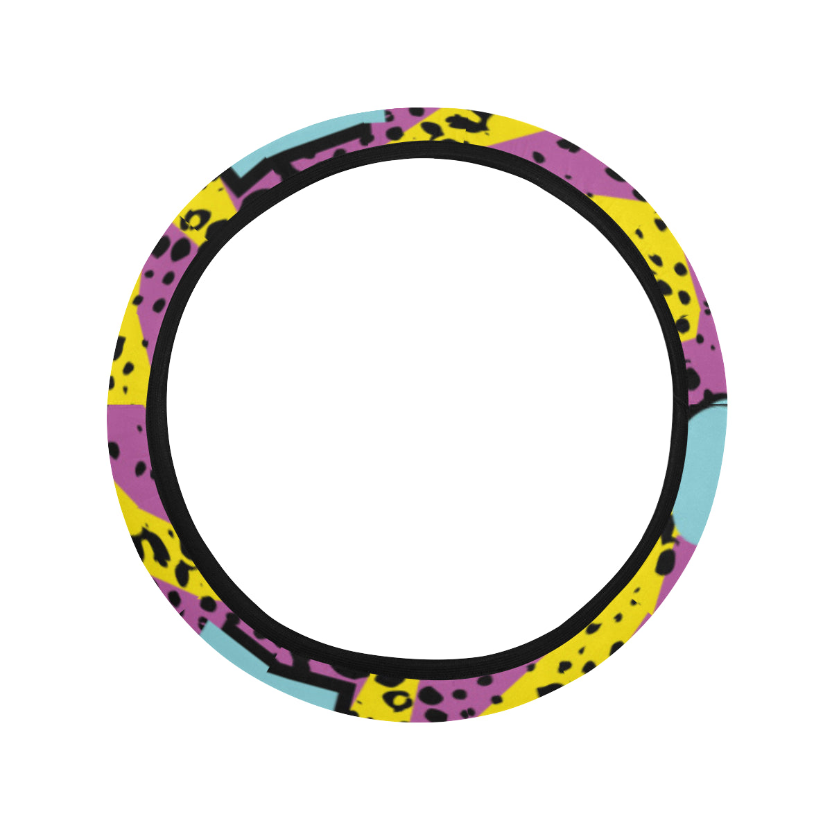 80s Pattern Print Design 1 Steering Wheel Cover with Elastic Edge