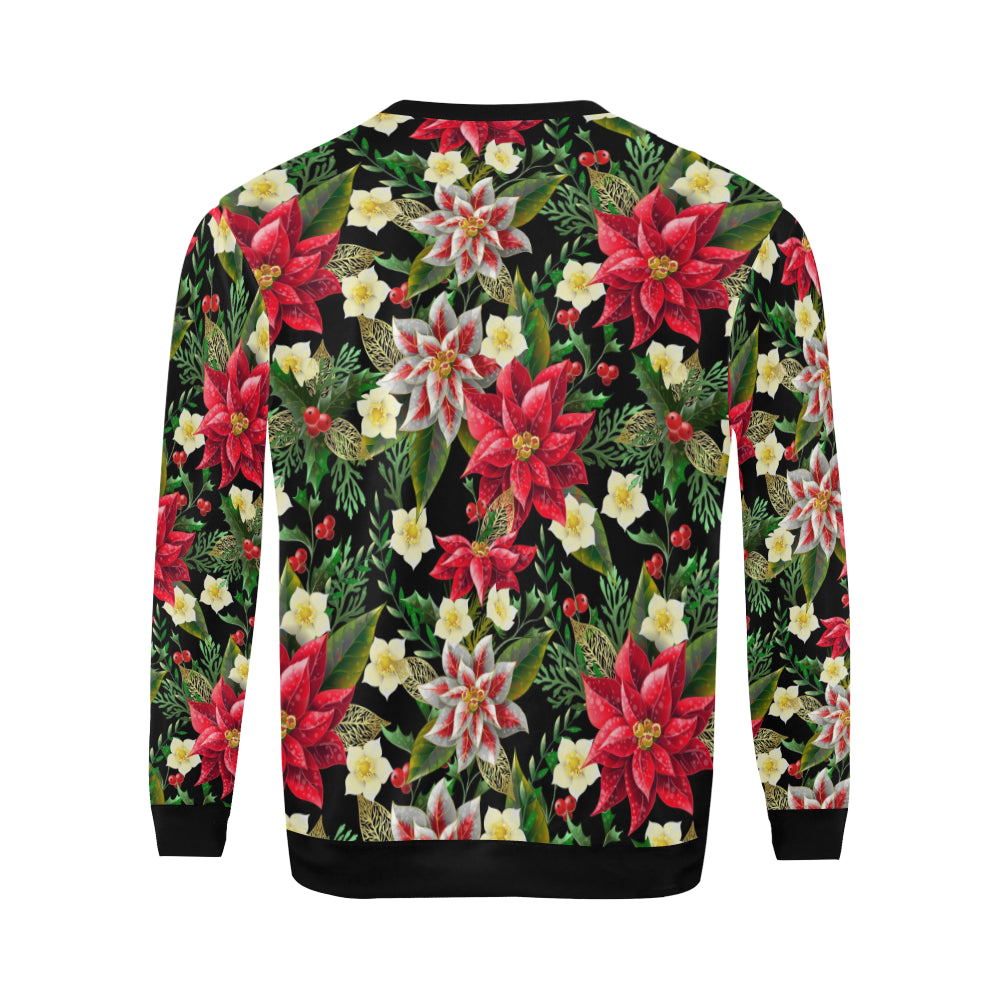 Poinsettia Pattern Print Design POT05 Men Long Sleeve Sweatshirt