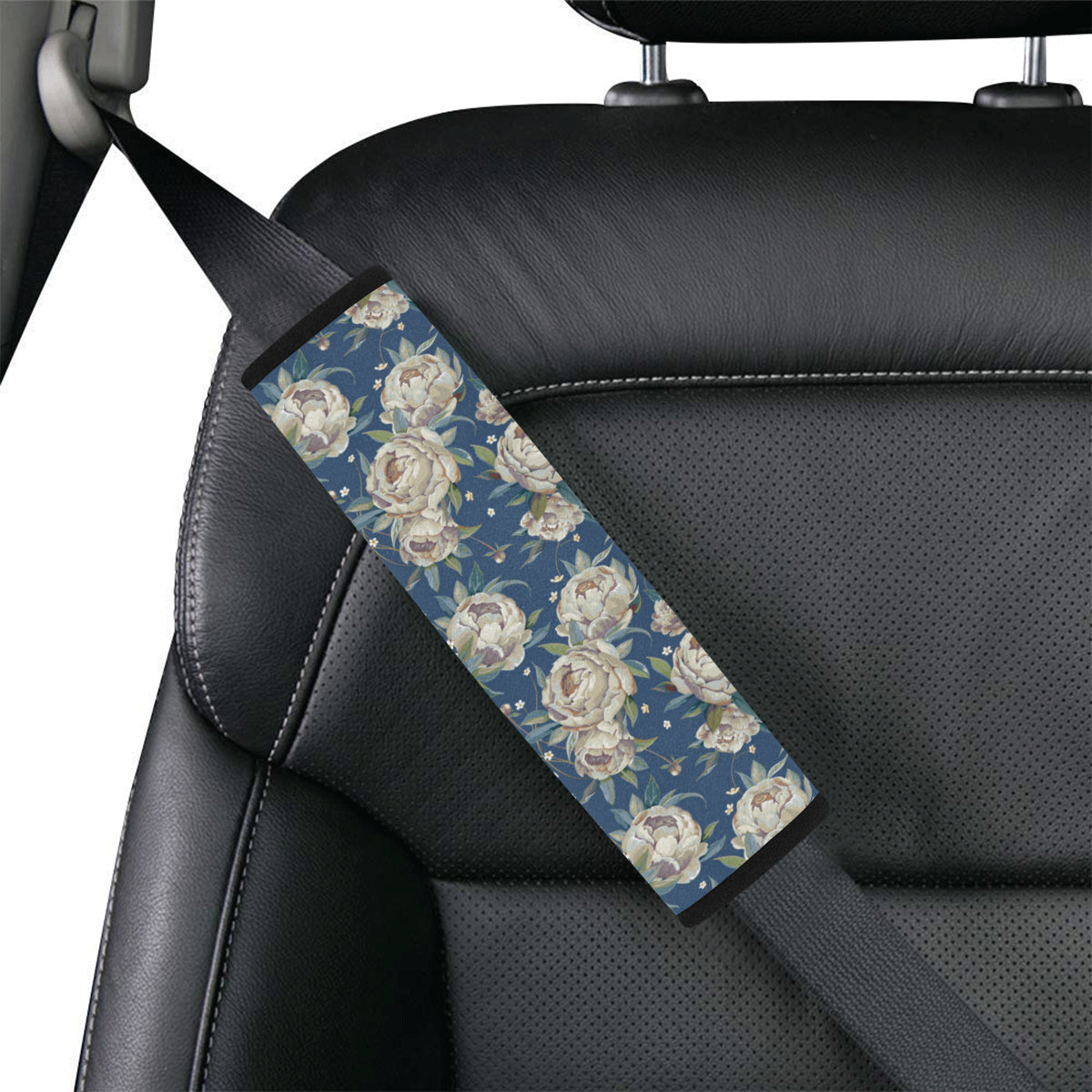 Peony Pattern Print Design A03 Car Seat Belt Cover