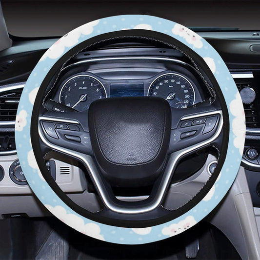 Cloud Pattern Print Design 02 Steering Wheel Cover with Elastic Edge