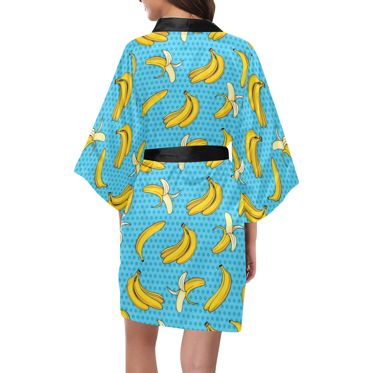 Banana Pattern Print Design BA08 Women's Short Kimono