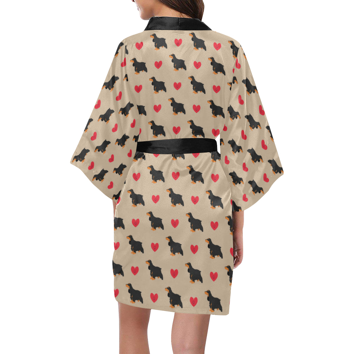 Cocker Pattern Print Design 02 Women's Short Kimono