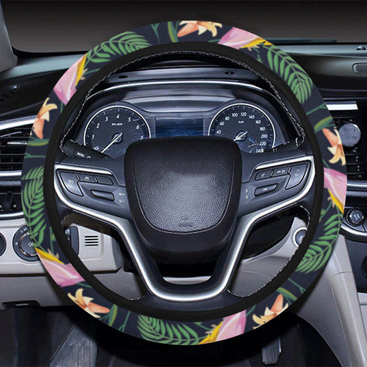 Cockatoo Pattern Print Design 03 Steering Wheel Cover with Elastic Edge