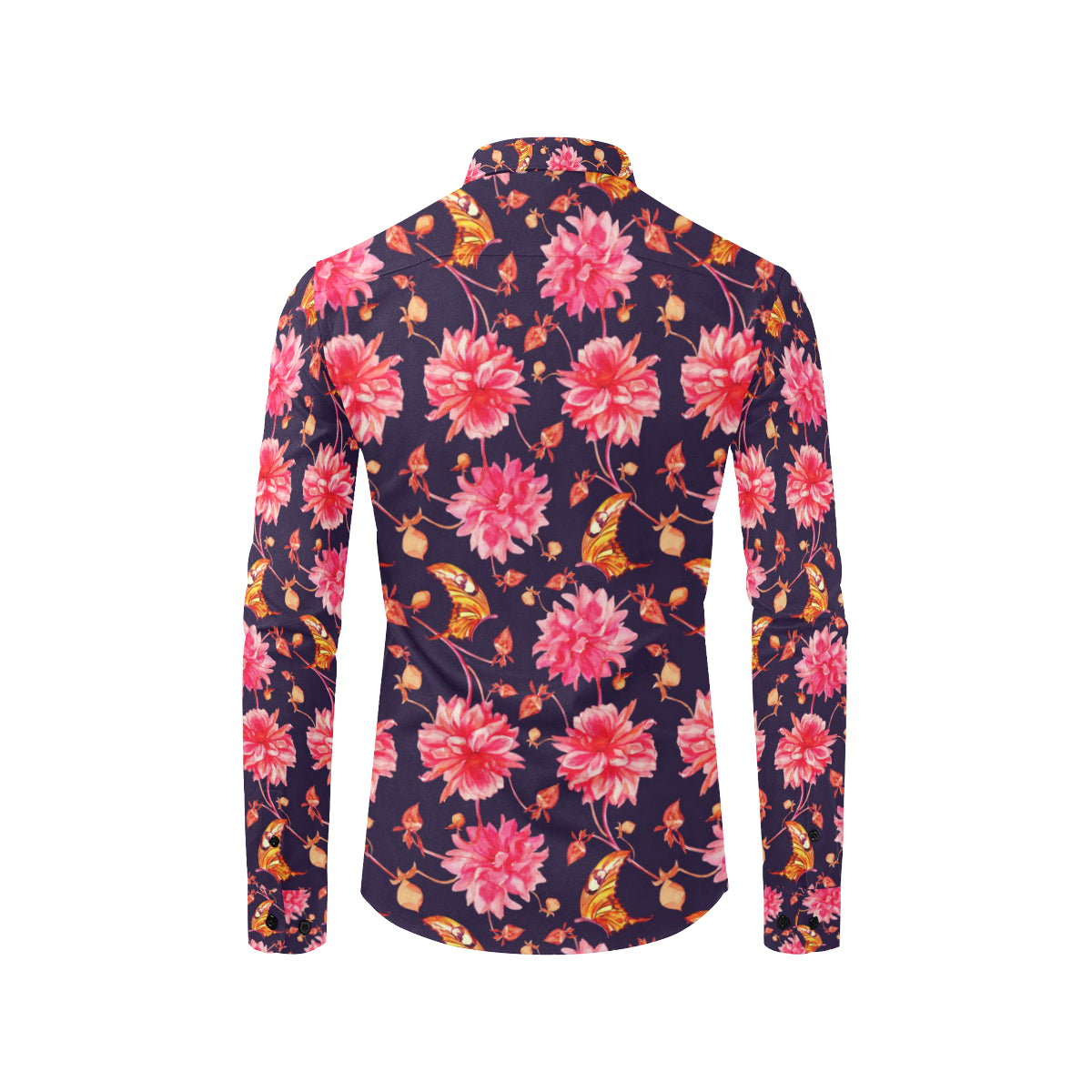 Dahlia Pattern Print Design DH03 Men's Long Sleeve Shirt