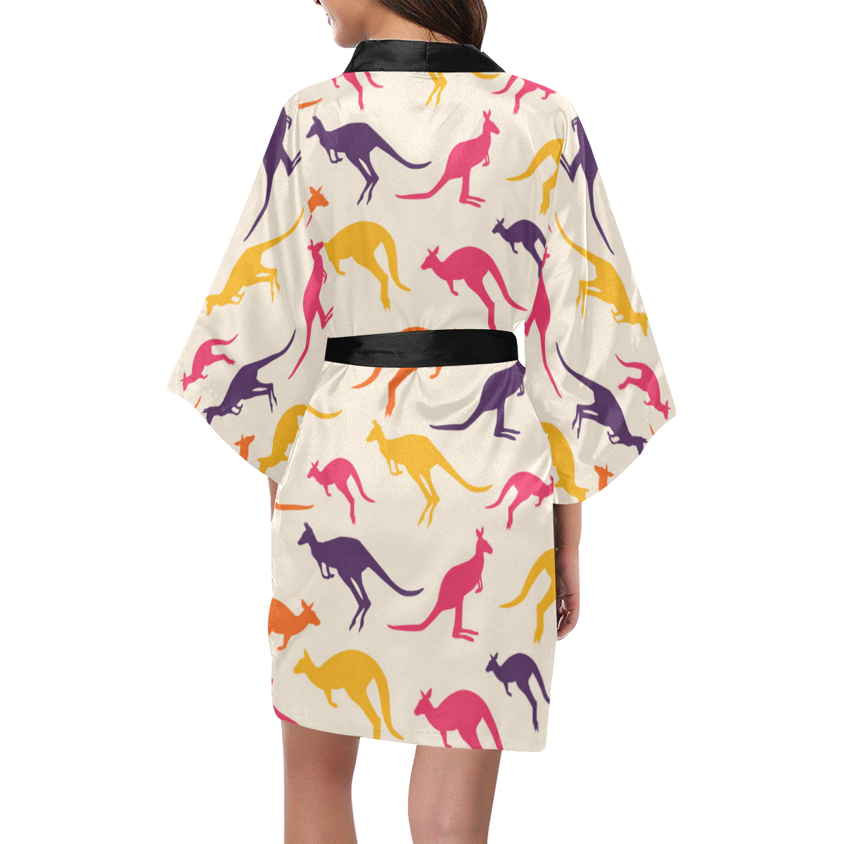 Kangaroos Pattern Print Design 01 Women's Short Kimono