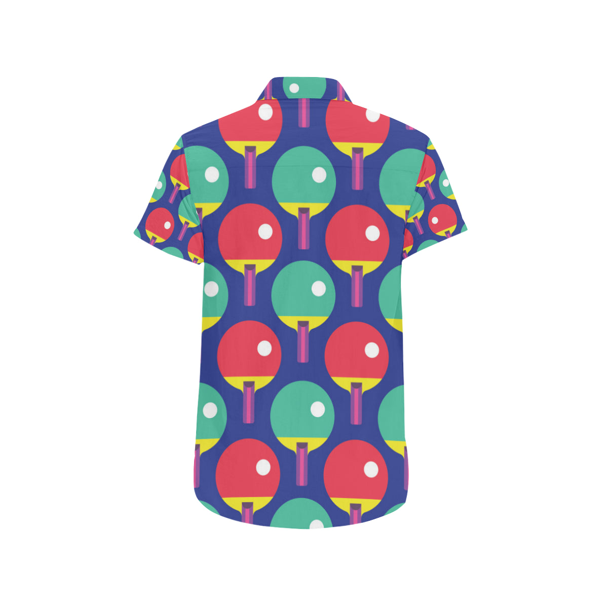 Ping Pong Pattern Print Design A03 Men's Short Sleeve Button Up Shirt