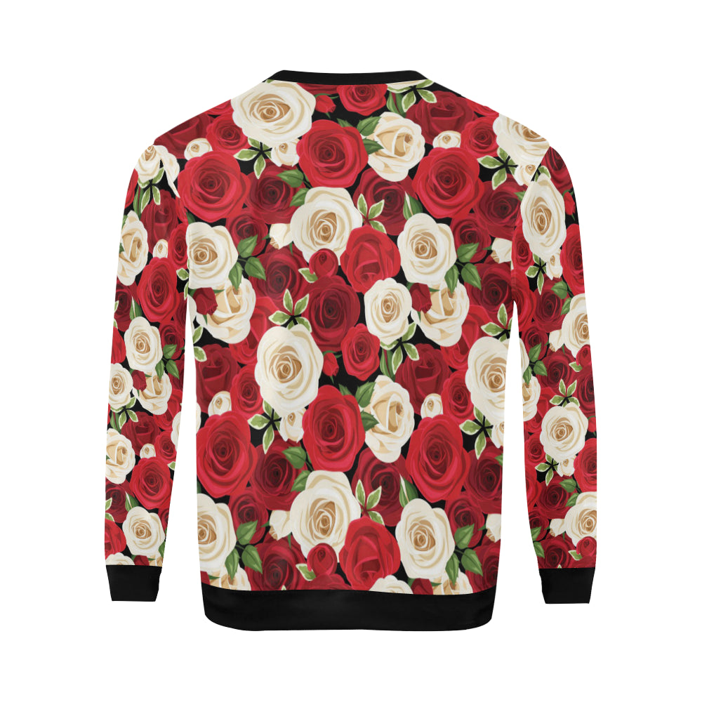 Rose Pattern Print Design RO06 Men Long Sleeve Sweatshirt
