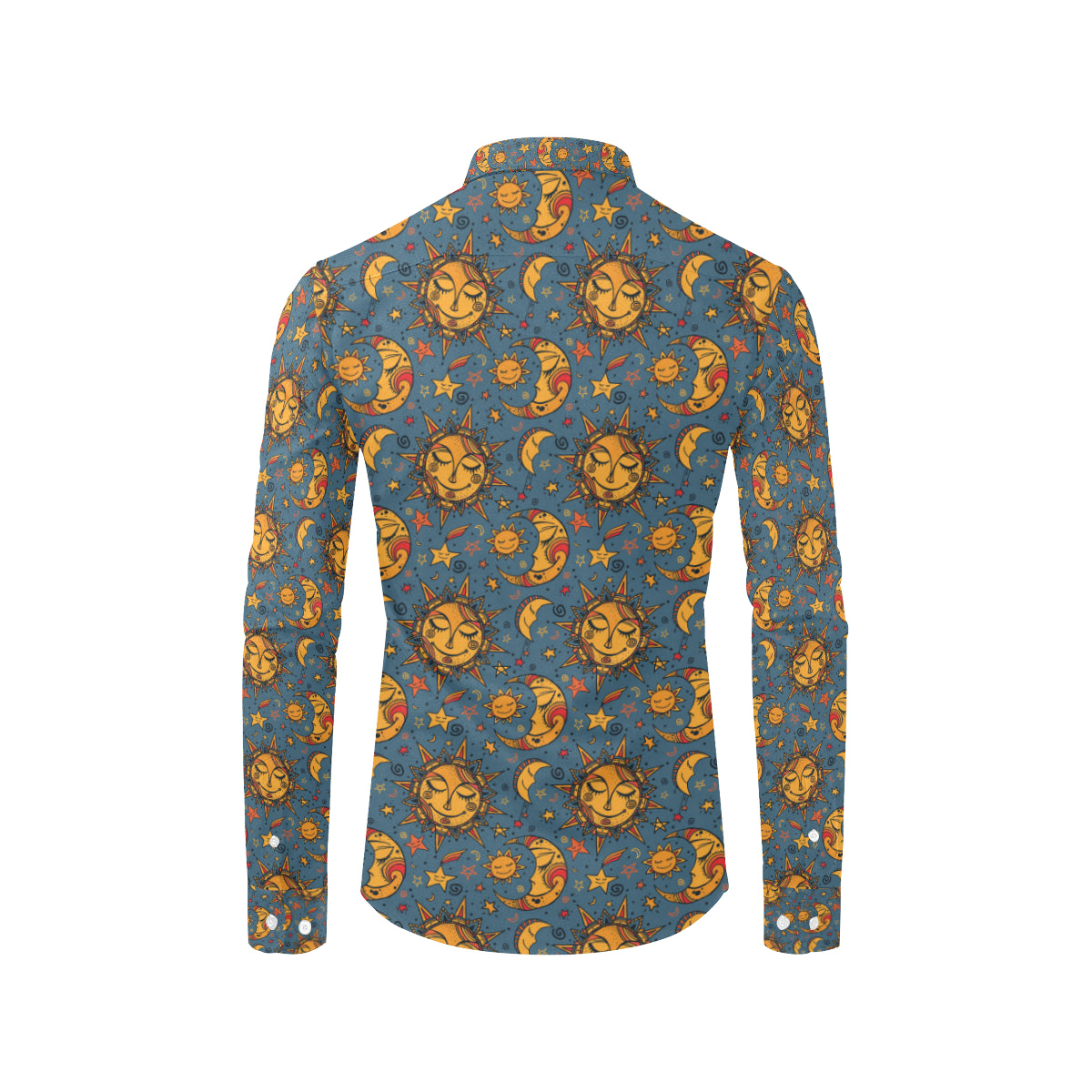 Celestial Moon Sun Pattern Print Design 02 Men's Long Sleeve Shirt