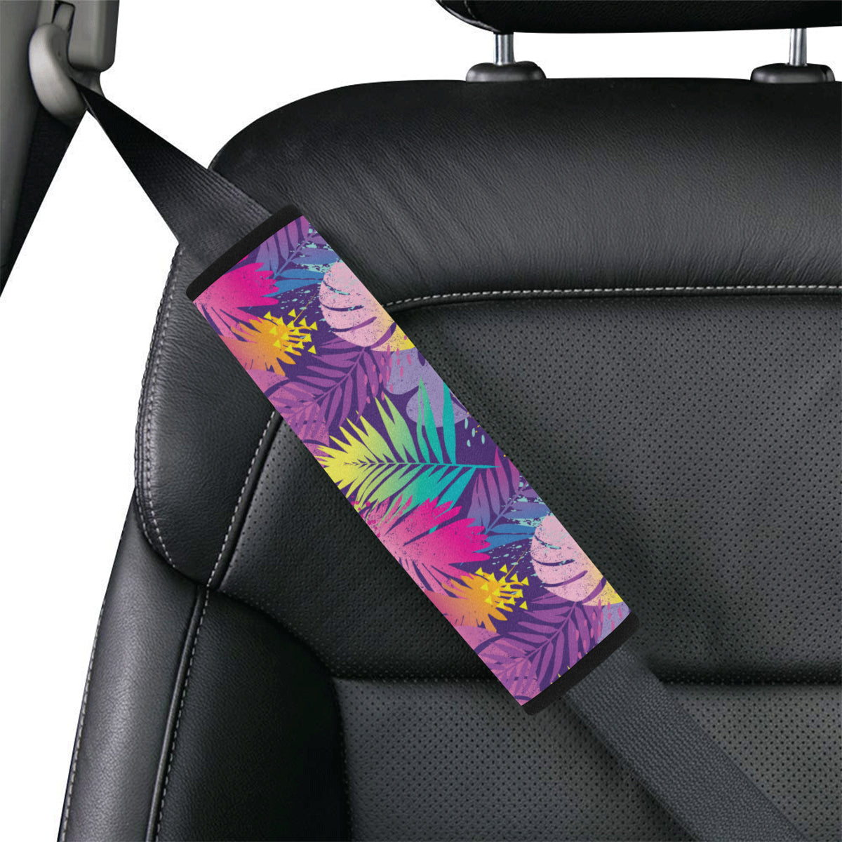 Palm Leaf Pattern Print Design A04 Car Seat Belt Cover