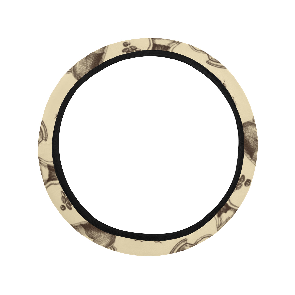 Coffee Pattern Print Design 05 Steering Wheel Cover with Elastic Edge