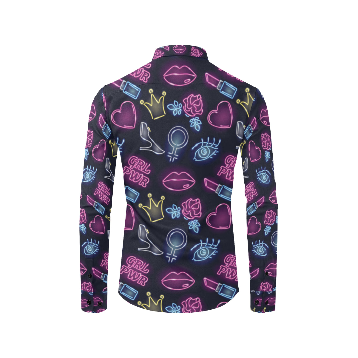 Lipstick Neon Pattern Print Design 02 Men's Long Sleeve Shirt