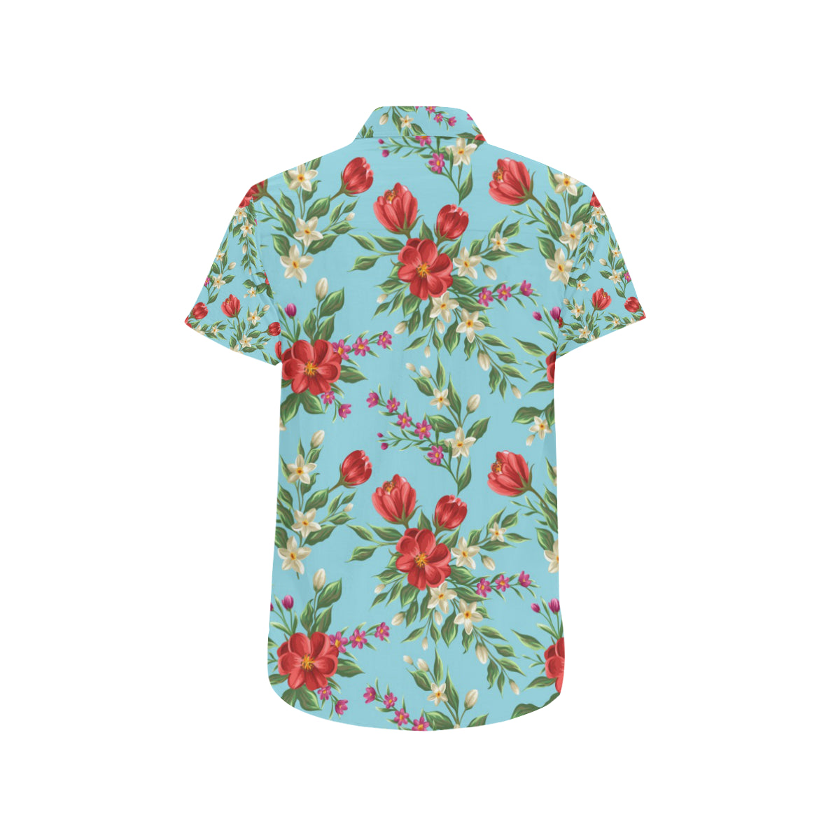 Summer Floral Pattern Print Design SF011 Men's Short Sleeve Button Up Shirt