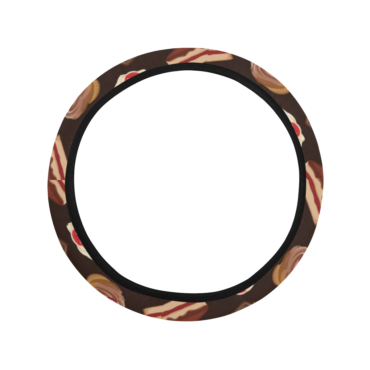 Cake Pattern Print Design 04 Steering Wheel Cover with Elastic Edge