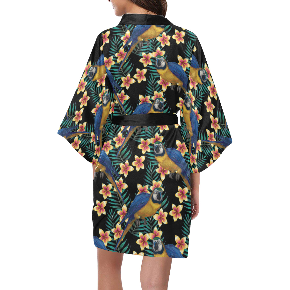 Macaw Pattern Print Design 01 Women's Short Kimono