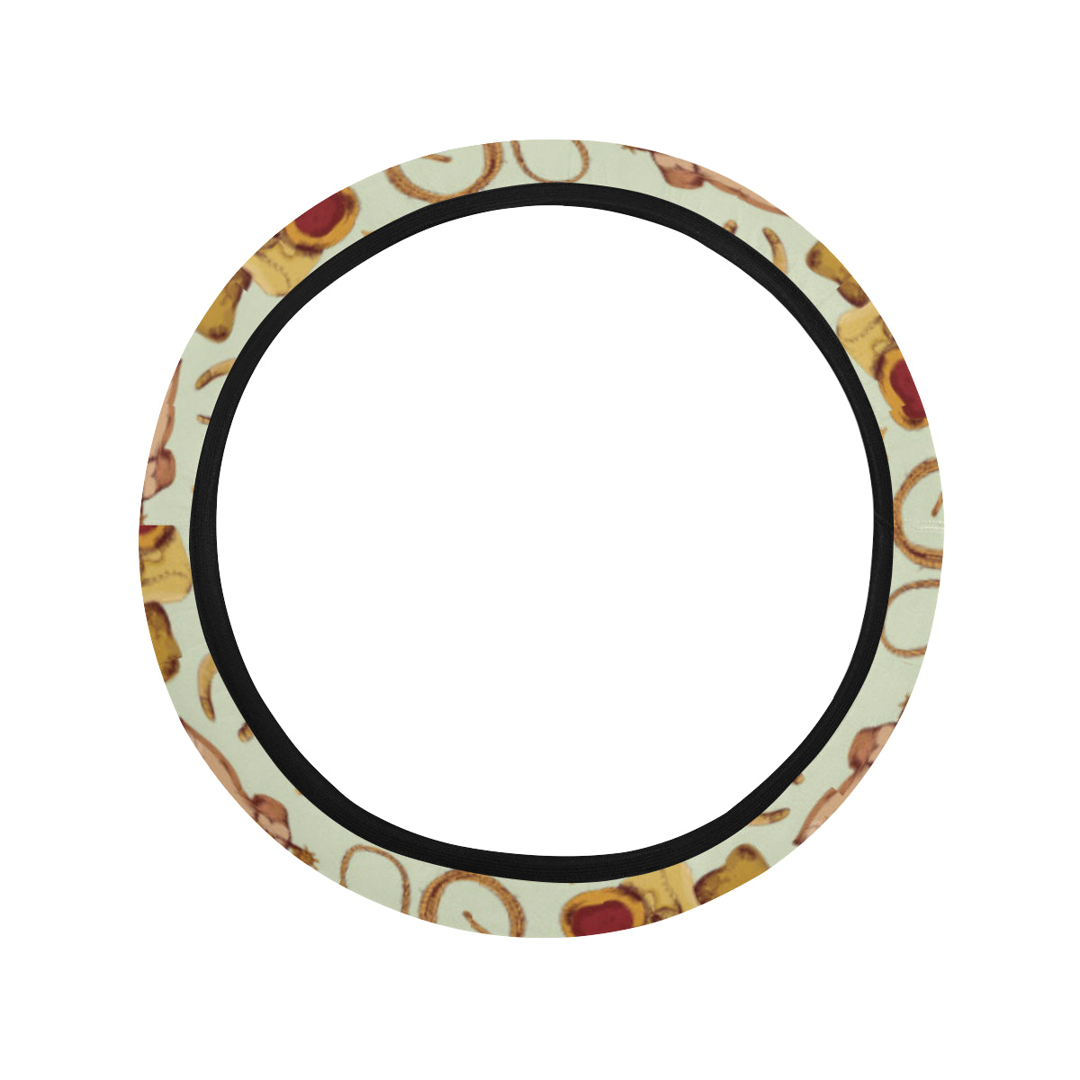Western Cowboy Design Pattern Steering Wheel Cover with Elastic Edge